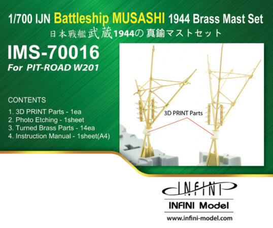 IMS7016 1/700 日本海軍 戦艦 武蔵 レイテ沖海戦時(ピットロード)用 ディテールアップパーツセット