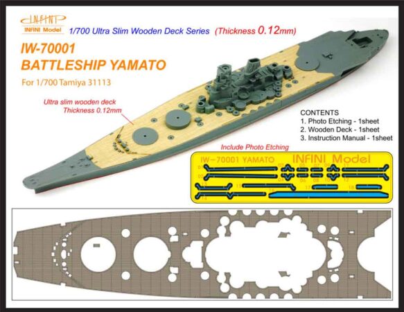 IW7001 1/700 日本海軍 戦艦 大和(T社31113)用 木製甲板 エッチングパーツ付き