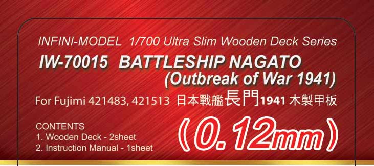 IW7015 1/700 日本海軍 戦艦 長門 1941(F社421483/421513)用 木製甲板
