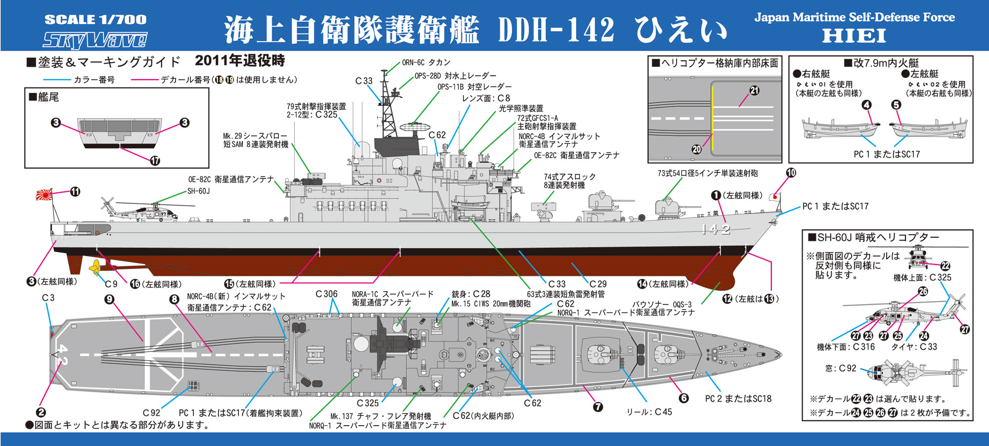 J81 1/700 海上自衛隊 護衛艦 DDH-142 ひえい – ピットロード