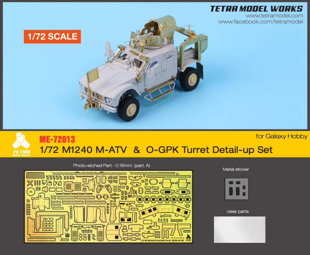 ME7213 1/72 M1240 M-ATV MRAP w/O-GPK砲塔(GH社)用 エッチングパーツ
