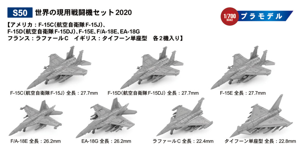 S50 1/700 世界の現用戦闘機セット2020
