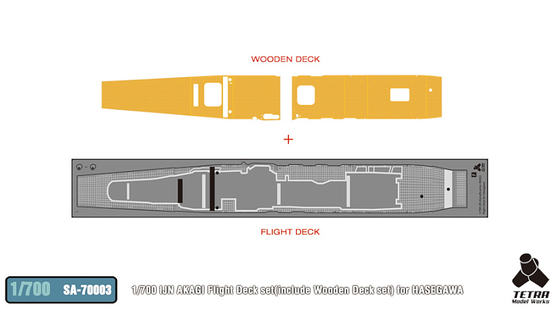 SA7003 1/700 日本海軍 空母 赤城(H社)用 飛行甲板フルセット 木製甲板付き
