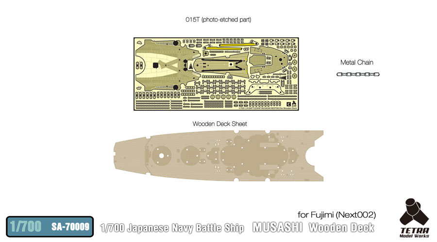 SA7009 1/700 日本海軍 戦艦 武蔵(F社NEXT002)用 木製甲板 エッチングパーツ付き