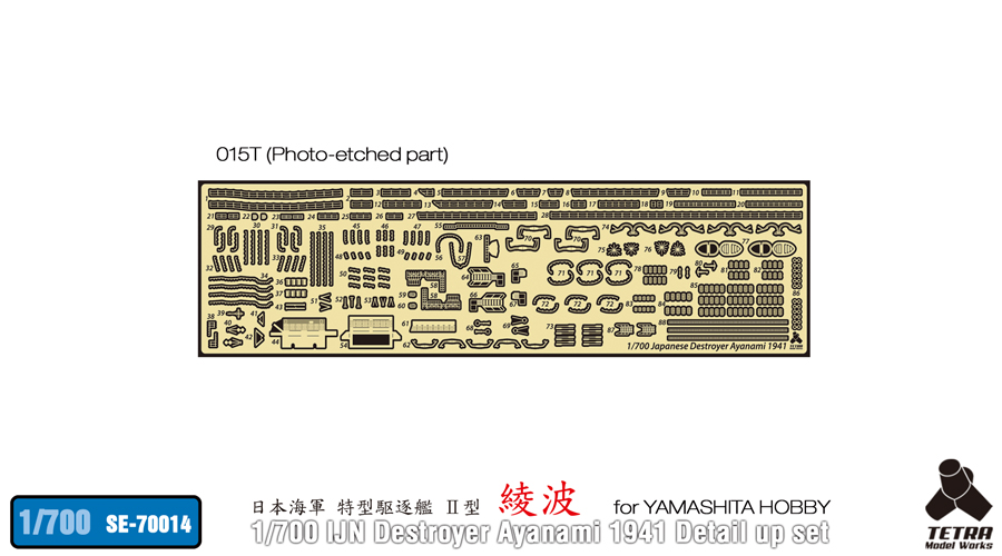 SE7014 1/700 日本海軍 駆逐艦 綾波 1941(YH社)用 エッチングパーツ