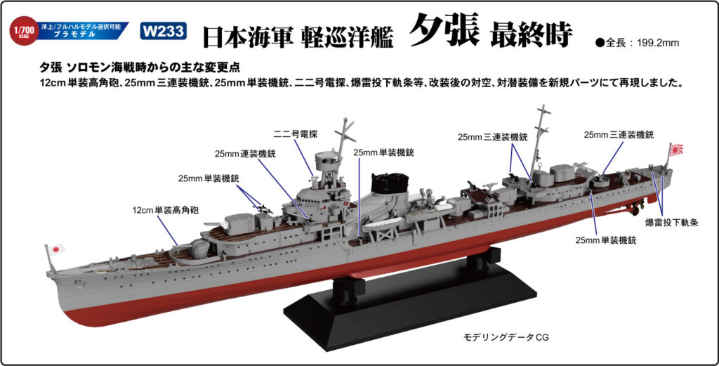 W233 1/700 日本海軍 軽巡洋艦 夕張 最終時