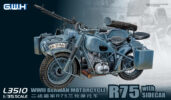 L3510 1/35 WWII ドイツ軍用サイドカー R75(トレーラー2種付き)