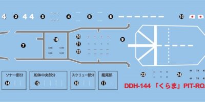 J77NH 1/700 海上自衛隊 護衛艦 DDH-144 くらま 旗・旗竿・艦名プレートエッチングパーツ付き